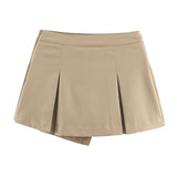 Cleo | Cargo Shorts Beige Mini Pleated High Waisted Belted
