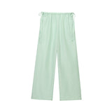 Georgia | Ribbed Linen Wide-Leg Trousers with Adjustable Drawstring Waist