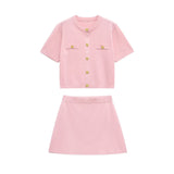 Florence | Cropped Knit Co-ord Set with Button Detail