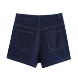 Maren | Denim Skirt Mini Dark Blue High Waisted Wrap Front A Line