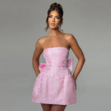 Elvianne | Off-Shoulder Mini Cocktail Dress with Bow Accent