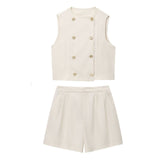 Beatrice | Linen Double-Breasted Waistcoat Coordinated Set