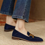 Madeline | Suede Loafers with Gold Chain Detail