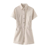 Phoebe | Utility Cotton Short Jumpsuit