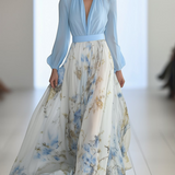 Keira | Floral Print Maxi Dress with Flattering V-Neck Design