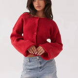 Penelope | Elegant Red Knit Cardigan