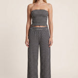 Isla | Stripe Co-Ord Set with Strapless Top and Wide Leg Trousers