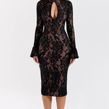 Arabella | Floral Knitted Lace Midi Dress