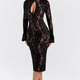 Arabella | Floral Knitted Lace Midi Dress