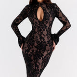 Arabella | Floral Knitted Lace Midi Dress