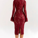 Arabella | Floral Knitted Lace Midi Dress