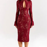 Arabella | Floral Knitted Lace Midi Dress