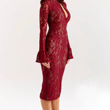 Arabella | Floral Knitted Lace Midi Dress