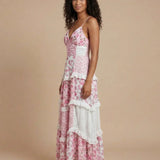 Helena | Layered ruffle maxi evening dress with open back