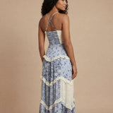 Helena | Layered ruffle maxi evening dress with open back
