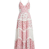 Helena | Layered ruffle maxi evening dress with open back