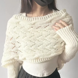 Women's Winter Knitted Shoulder Wrap – Warm Cropped Shrug Scarf