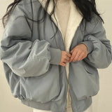Women's Sherpa-Lined Winter Jacket – Oversized Borg Lined Zip Jacket