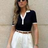 Elsie | Slim Fit Knitted Polo Shirt with Classic Collar