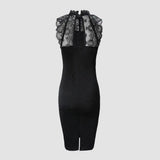 Celestira | Women’s Glitter Midi Dress with Elegant Lace Details