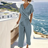 Elsie | Women's Jumpsuit with Wrap Neckline and Waist Detail