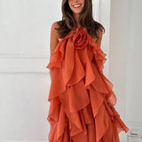Vera | Layered Ruffle Maxi Dress with Floral Detail