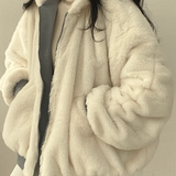 Women's Sherpa-Lined Winter Jacket – Oversized Borg Lined Zip Jacket