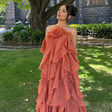 Vera | Layered Ruffle Maxi Dress with Floral Detail