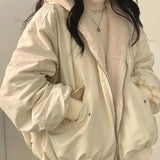 Women's Sherpa-Lined Winter Jacket – Oversized Borg Lined Zip Jacket