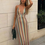 Zalivra | Boho maxi dress with retro wave pattern