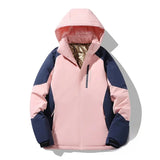 Women's Winter Colour-Block Ski Jacket with Hood – Warm Padded Snow Jacket