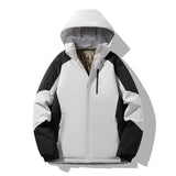 Women's Winter Colour-Block Ski Jacket with Hood – Warm Padded Snow Jacket