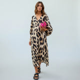 Celeste | Leopard Print Midi Dress with Flattering Fit