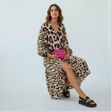 Celeste | Leopard Print Midi Dress with Flattering Fit