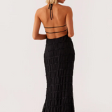 Lydia | Halter neck maxi dress with a fluid elegant drape