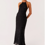 Lydia | Halter neck maxi dress with a fluid elegant drape