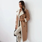 Luna | Long Classic Coat with Fleece Lining and Teddy Collar