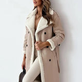 Luna | Long Classic Coat with Fleece Lining and Teddy Collar