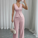 Lily | Women's Fitted Jumpsuit Set with Button Detail