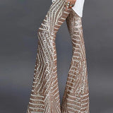 Beatrice | Women's High-Waist Wide-Leg Trousers with Geometric Print