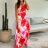 Velanique | One-Shoulder Pleated Floral Dress
