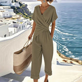Elsie | Women's Jumpsuit with Wrap Neckline and Waist Detail