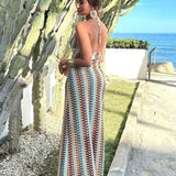 Zalivra | Boho maxi dress with retro wave pattern