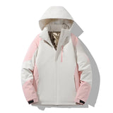 Women's Winter Colour-Block Ski Jacket with Hood – Warm Padded Snow Jacket