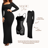 Jasper | Black bodycon maxi dress with square neckline and long sleeves