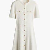 Marlowe | Knit Mini Dress with Gold Button Detail