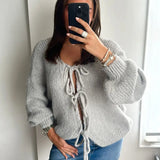 Mabel | Soft Knit Cardigan with Bow Fastenings