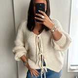 Mabel | Soft Knit Cardigan with Bow Fastenings