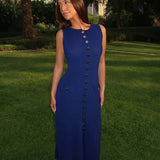Olivia | Button-Detail Maxi Dress with Elegant Sleeveless Fit