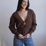 Chloe | Knitted Cardigan with Statement Button